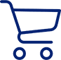 A blue shopping cart is shown on the green background.